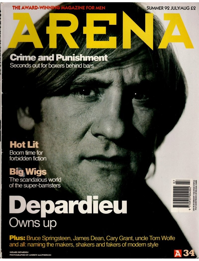 Arena Magazine Issue 34 Summer 1992 GERARD DEPARDIEU Wilson Phillips ELLEN VON UNWERTH
