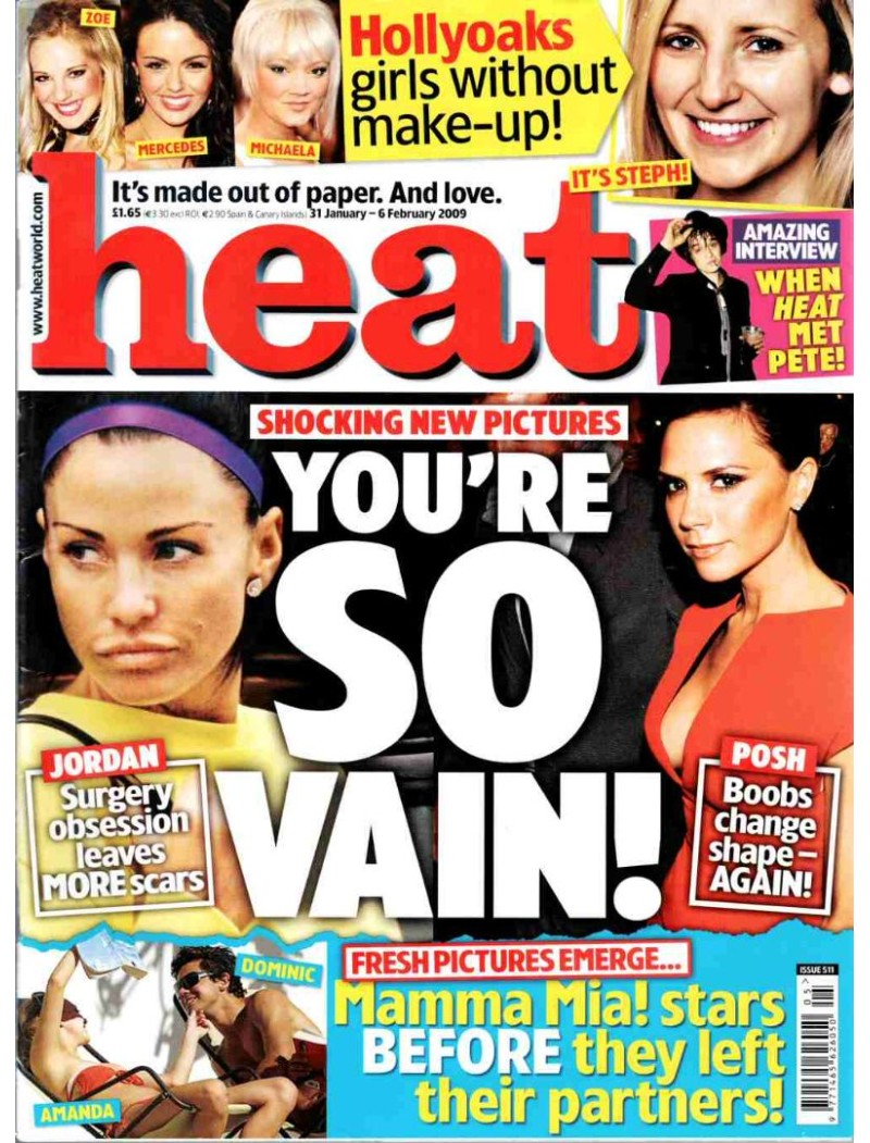 Heat Magazine - 2009 31st January 2009 Peter Doherty Hollyoaks John Barrowman Jennifer Metcalfe