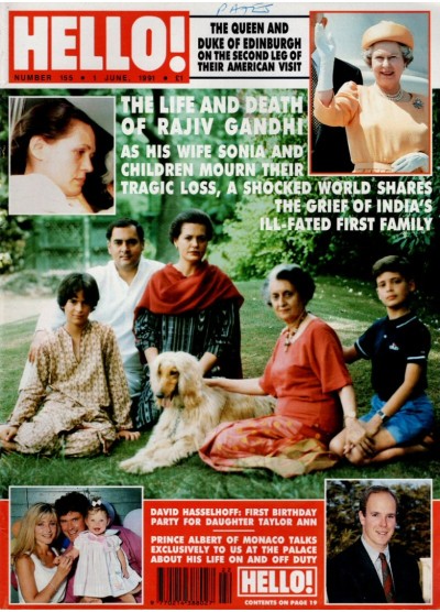 Hello Magazine Issue 155 1st June 1991 Rajiv Gandhi cover