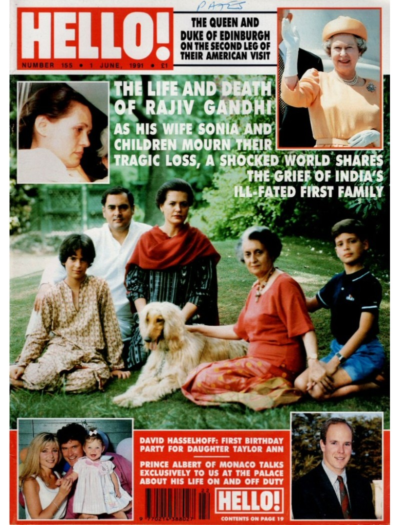 Hello Magazine Issue 155 1st June 1991 Rajiv Gandhi cover