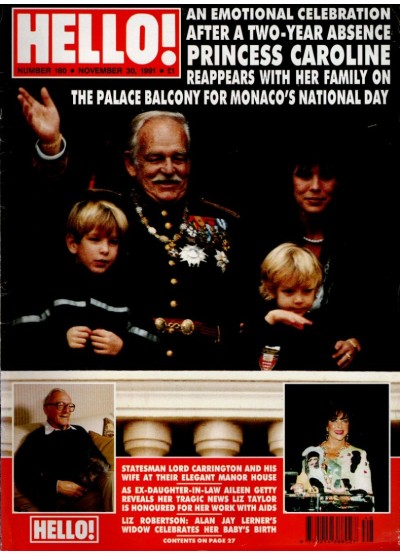 Hello Magazine Issue 180 30th November 1991 Princess Caroline cover