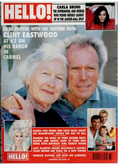 Hello Magazine Issue 215 15th August 1992 Clint Eastwood cover