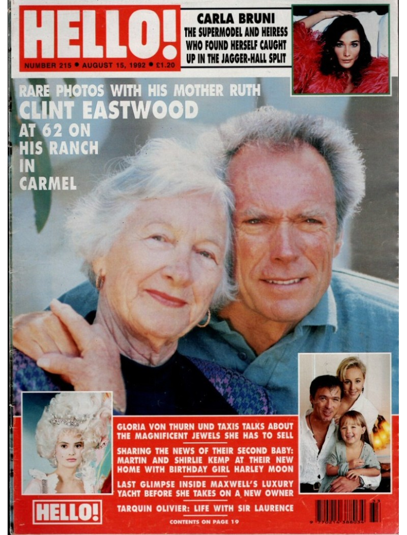 Hello Magazine Issue 215 15th August 1992 Clint Eastwood cover