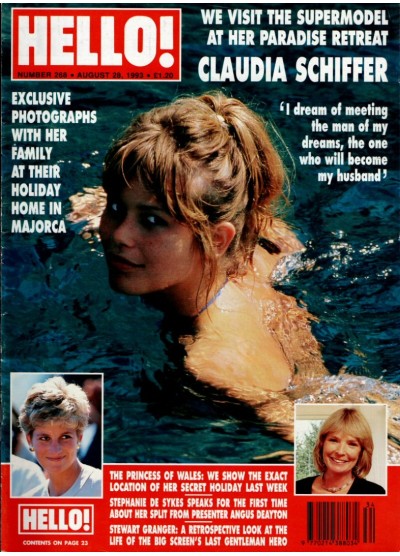Hello Magazine Issue 268 28th August 1993 Claudia Schiffer cover