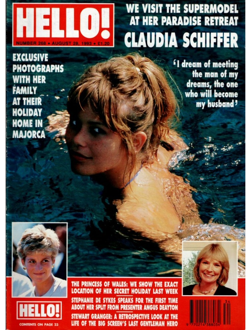 Hello Magazine Issue 268 28th August 1993 Claudia Schiffer cover Hello Magazine Issue 268 28th August 1993 Claudia Schiffer cover