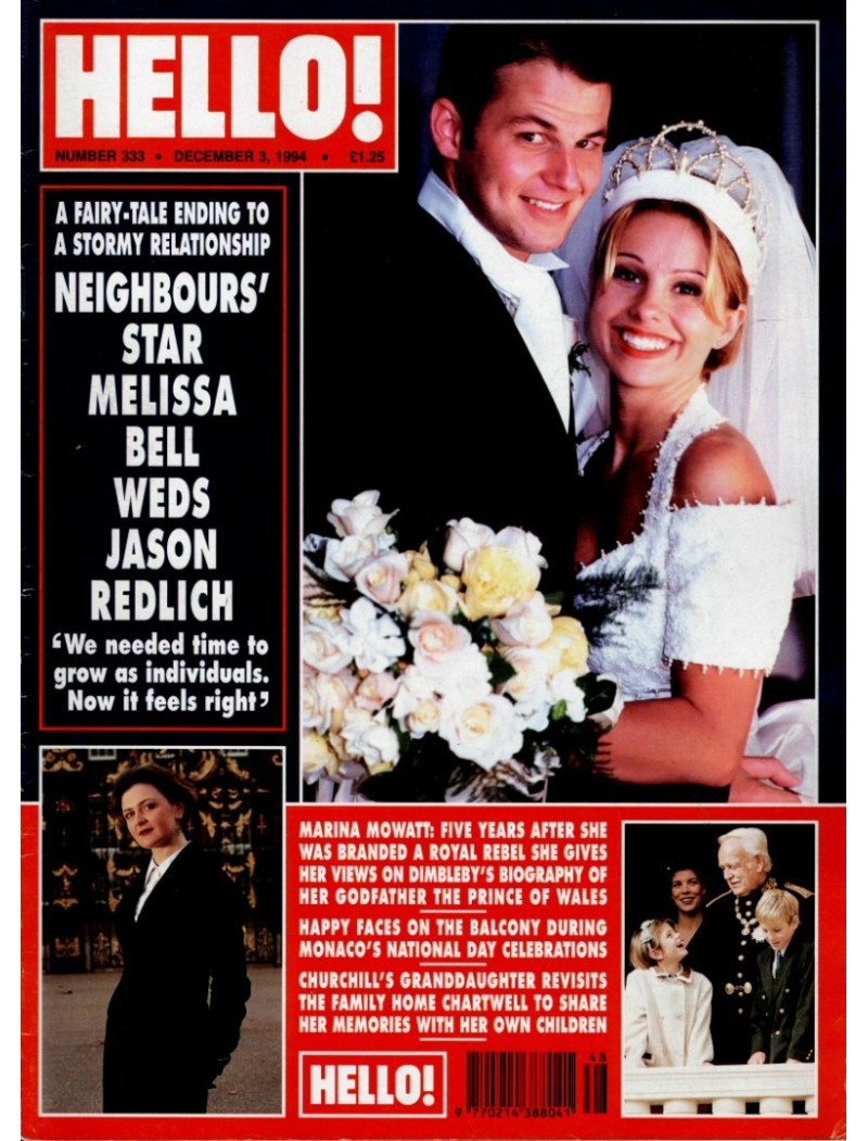 Hello Magazine Issue 333 3rd December 1994 Melissa Bell cover Hello Magazine Issue 333 3rd December 1994 Melissa Bell cover