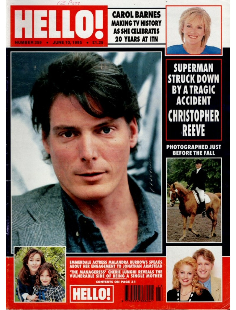 Hello Magazine Issue 359 10th June 1995 Bonnie Langford Christopher Reeve Malandra Burrows