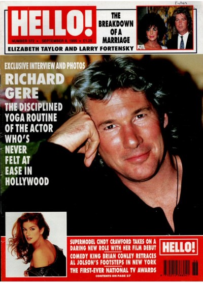 Hello Magazine Issue 372 9th September 1995 Richard Gere