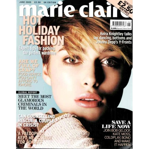 Marie Claire Magazine 2005 June 2005 Kiera Knightley Bob Geldof Coldplay Kelly Osbourne Janet Leigh