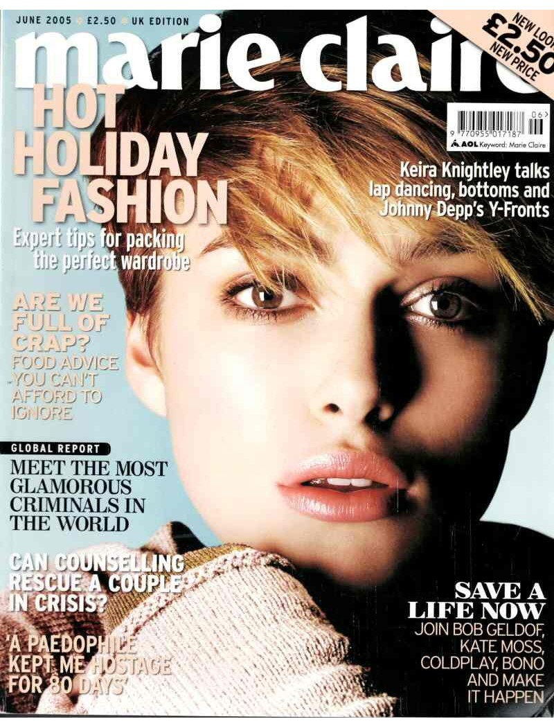 Marie Claire Magazine 2005 June 2005 Kiera Knightley Bob Geldof Coldplay Kelly Osbourne Janet Leigh