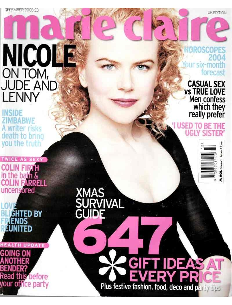 Marie Claire Magazine 2003 December 2003 Nicole Kidman Pam Anderson Petra Nemcova Nina Simone Helen McCrory