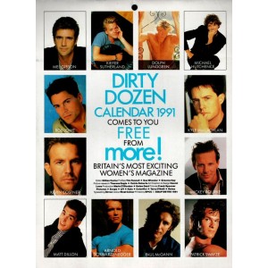 Dirty Dozen Calendar 1991 fom More Magazine Kevin Costner Paul McGann Kyle MacLachlan