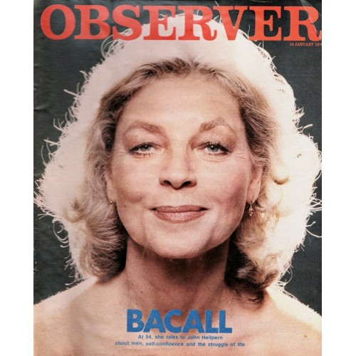 The Observer Magazine 1979 14th January 1979 Lauren Bacall Turkey China The Parthenon