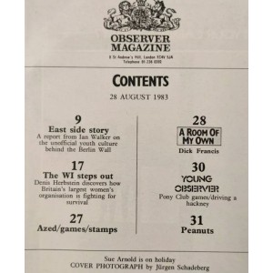 Observer Magazine 28th August 1983 Youth Punk Culture Berlin Wall Womens Institute Dick Francis