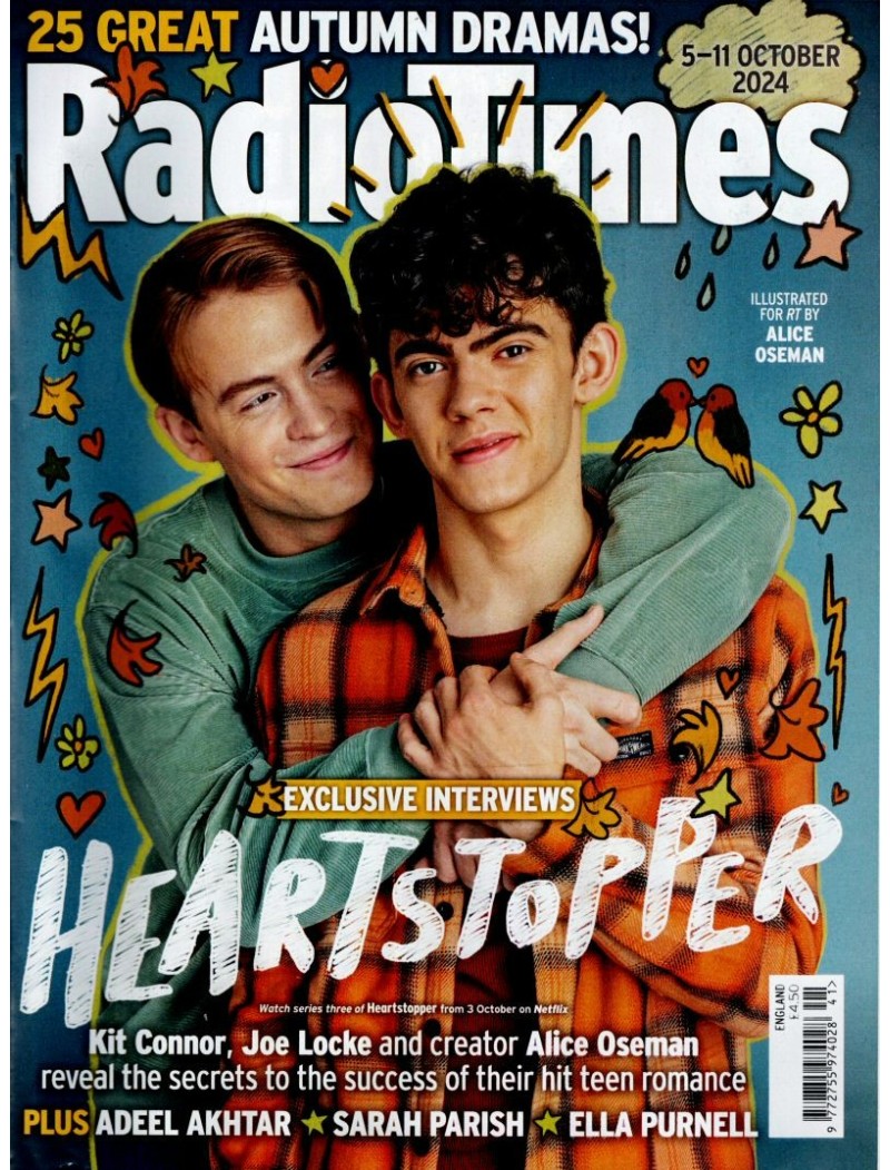Radio Times 5th October 2024 Heartstopper Kit Connor Joe Locke Sarah Parish Ella Purnell
