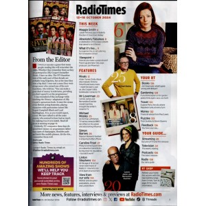 Radio Times Magazine 12th October 2024 Aidan Turner Maggie Smith Victoria Smurfit Jennifer Saunders