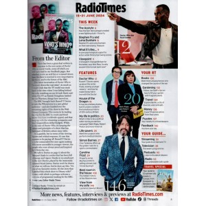 Radio Times Magazine 15th June 2024 Ncuti Gatwa Doctor Who SUBSCRIBER ONLY COVER House of the Dragon