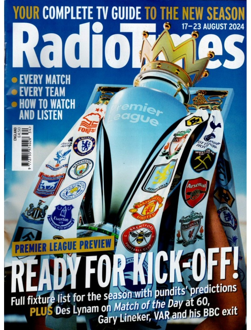 Radio Times Magazine 17th August 2024 FOOTBALL PREMIER LEAGUE Matt Damon Casey Affleck Sam Neill K Pop Wark