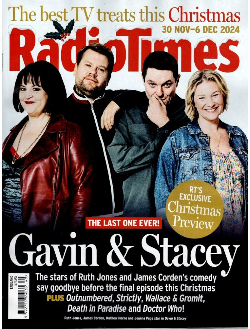 Radio Times Magazine 30th November 2024 Gavin & Stacey James Corden Fiona Shaw Beatles Strictly Come Dancing Radio Times Magazine 30th November 2024 Gavin & Stacey James Corden Fiona Shaw Beatles Strictly Come Dancing