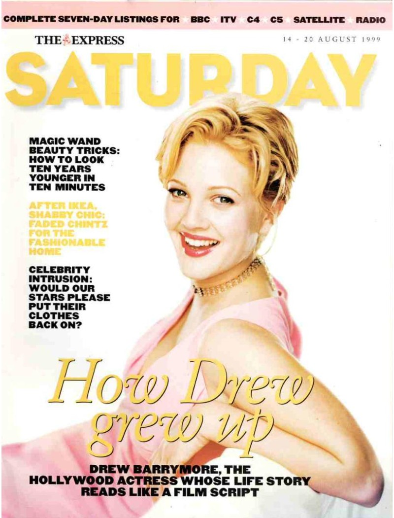 Daily Express Saturday Magazine 1999 14th August 1999 Drew Barrymore