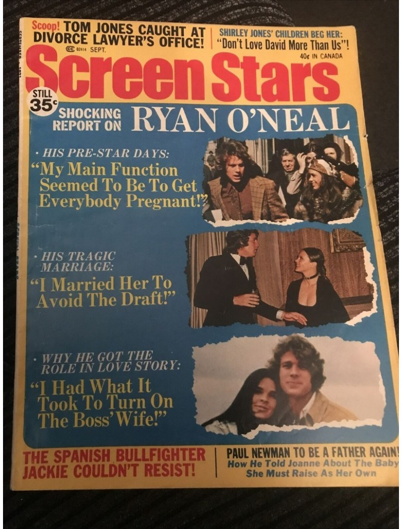 Screen Stars Magazine 1971 September 1971 Ryan O Neal Tom Jones Paul Newman Lucille Ball Ali Macgraw Greta Garbo