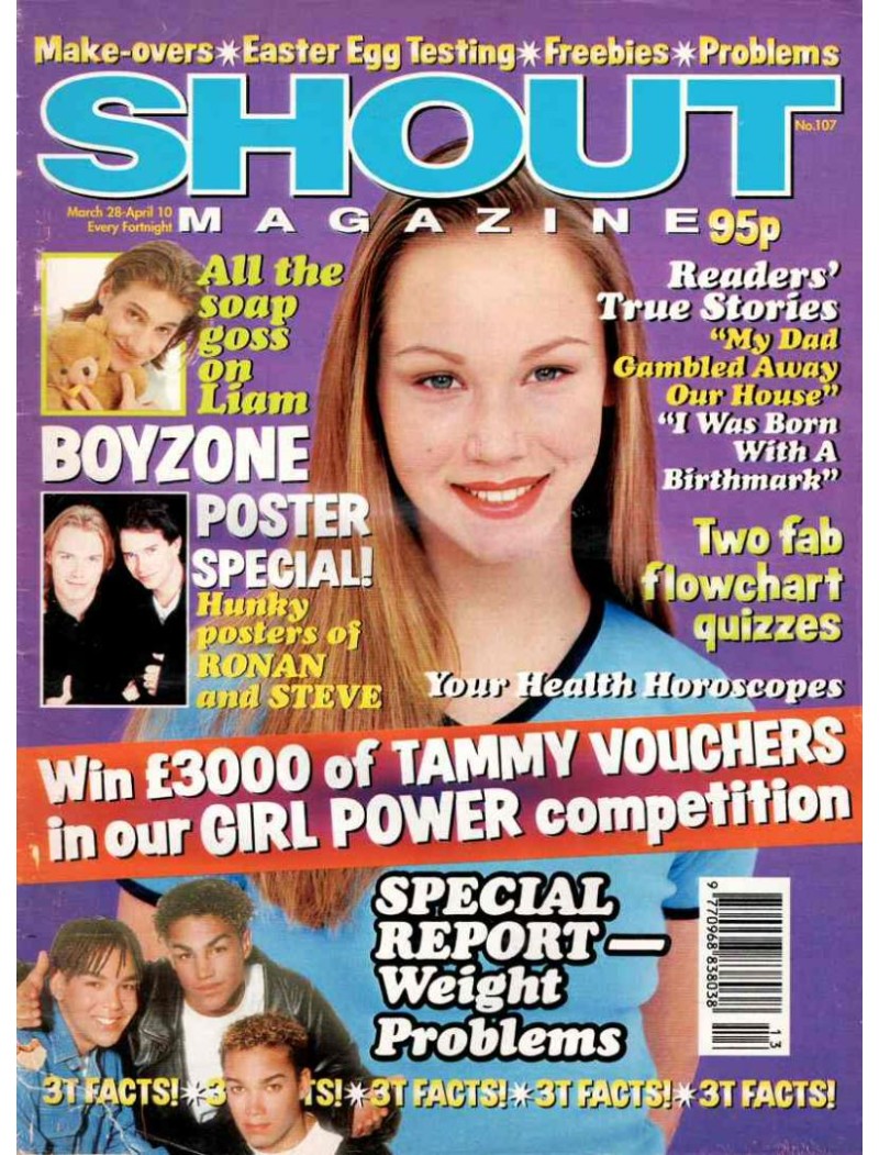 Shout Magazine 107 - 28th March 1997 3T Peter Scarf Neighbours Boyzone