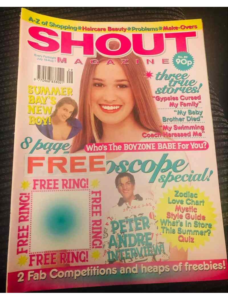 Shout Magazine 89 - 19th July 1996 Peter Andre Emma Harrison Isla Fisher Peter Scarf