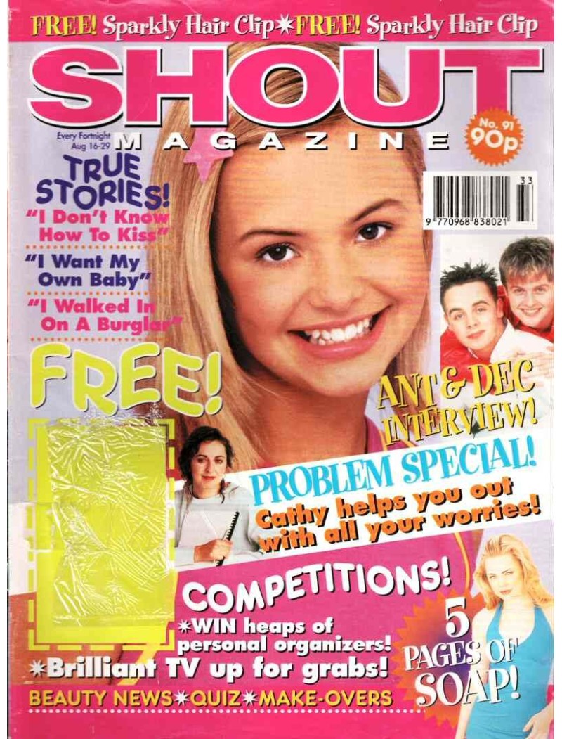 Shout Magazine 91 - 16th August 1996 Ant & Dec East 17 Melissa George