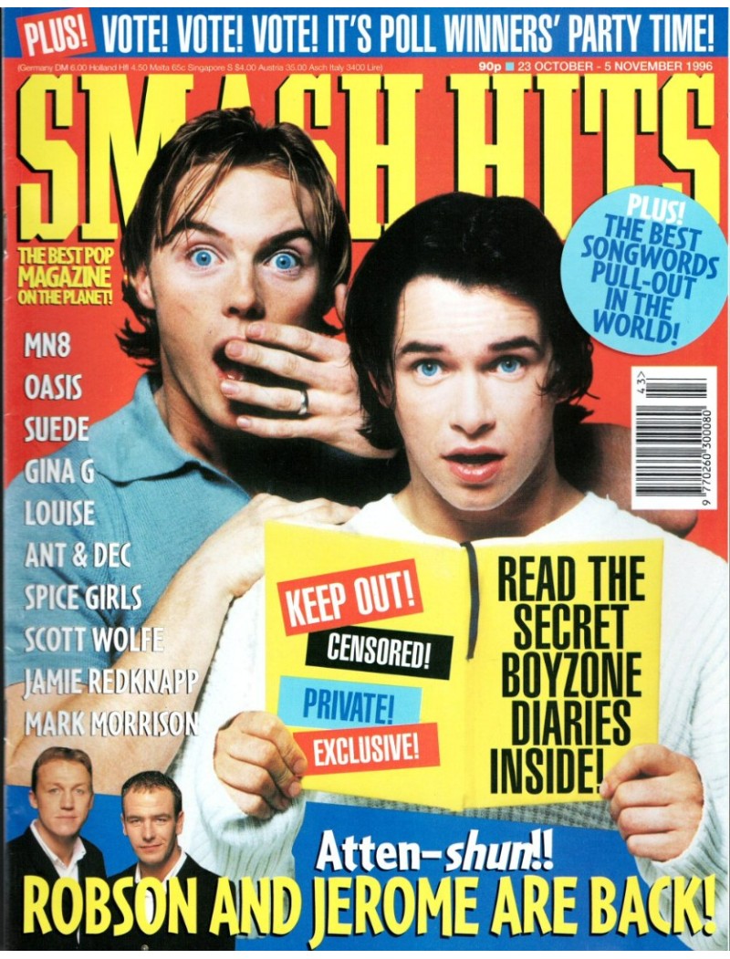 Smash Hits Magazine 1996 23rd October 1996 Boyzone