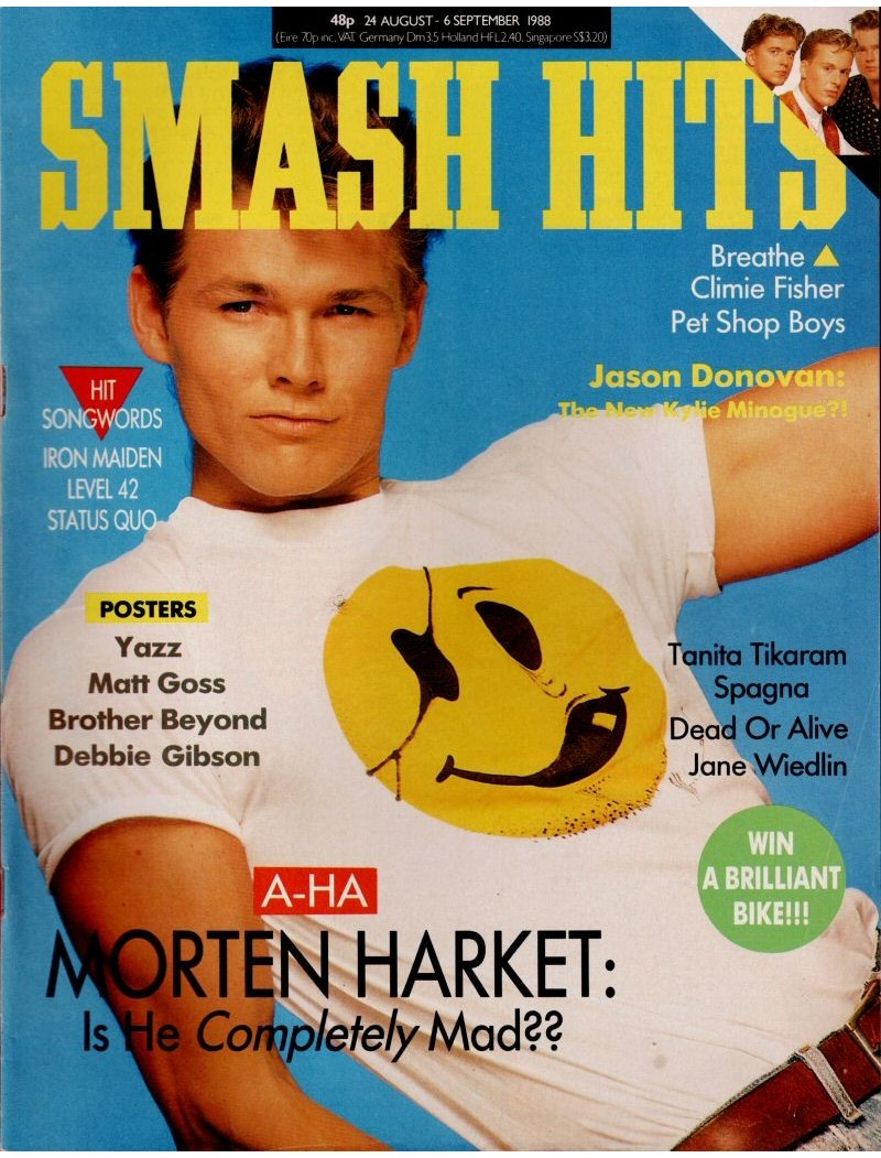 Smash Hits Magazine 24th August 1988 (Morten Harket AHA Cover)