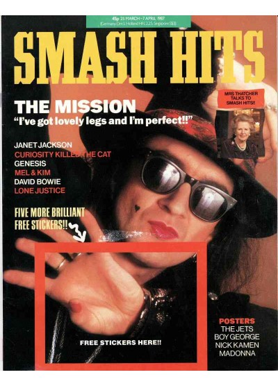 Smash Hits Magazine 25th March 1987 (The Mission Cover)