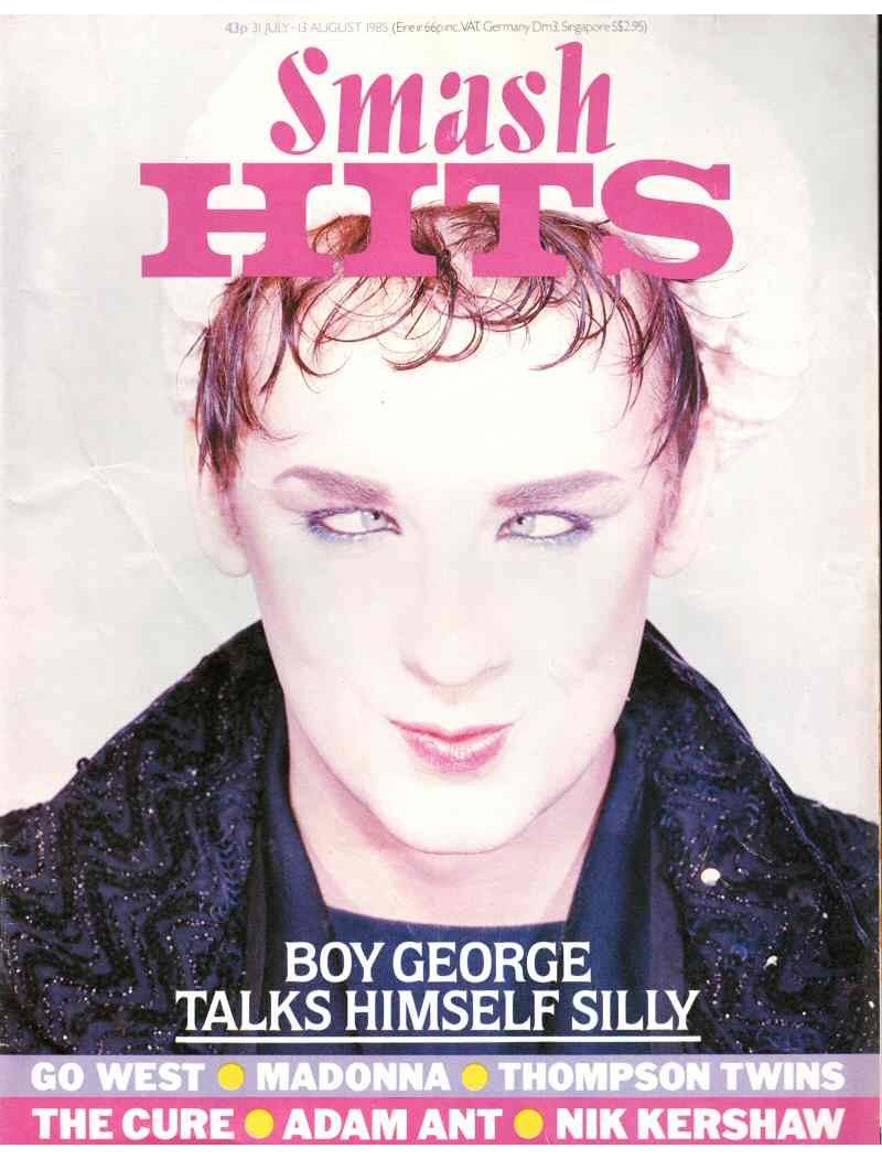 Smash Hits Magazine 31st July 1985 Adam Ant Boy George Tom Bailey Go West 