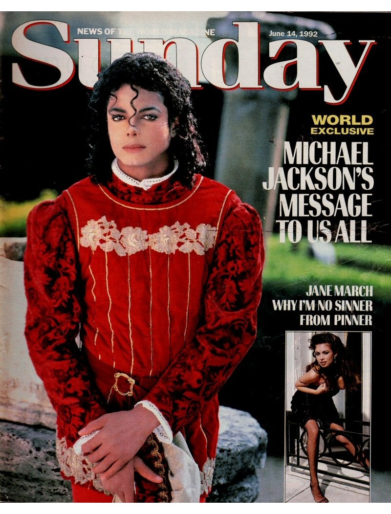 Sunday Magazine 14th June 1992 Jane March Michael Jackson Marilyn Monroe Floella Benjamin Britt Ekland Sunday Magazine 14th June 1992 Jane March Michael Jackson Marilyn Monroe Floella Benjamin Britt Ekland