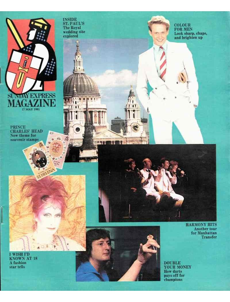 Sunday Express Magazine 17th May 1981 Zandra Rhodes Rupert Knitting Postcards Darts Manhattan Transfer Sunday Express Magazine 17th May 1981 Zandra Rhodes Rupert Knitting Postcards Darts Manhattan Transfer