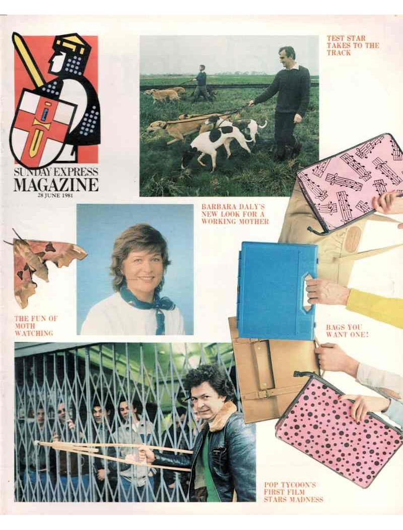 Sunday Express Magazine 28th June 1981 Stiff Records Greyhounds Cecilia Green Moth Watching Sunday Express Magazine 28th June 1981 Stiff Records Greyhounds Cecilia Green Moth Watching