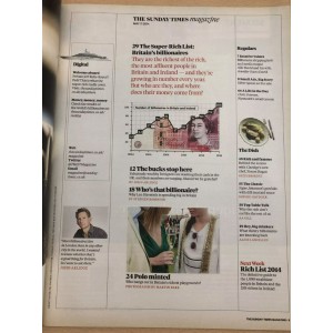 Sunday Times Magazine 11th May 2014 The Super Rich List Magazine Wealth guide Britains UK