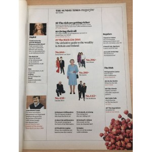 Sunday Times Magazine 2014 18th May 2014  Rich List Wealth Guide UK 