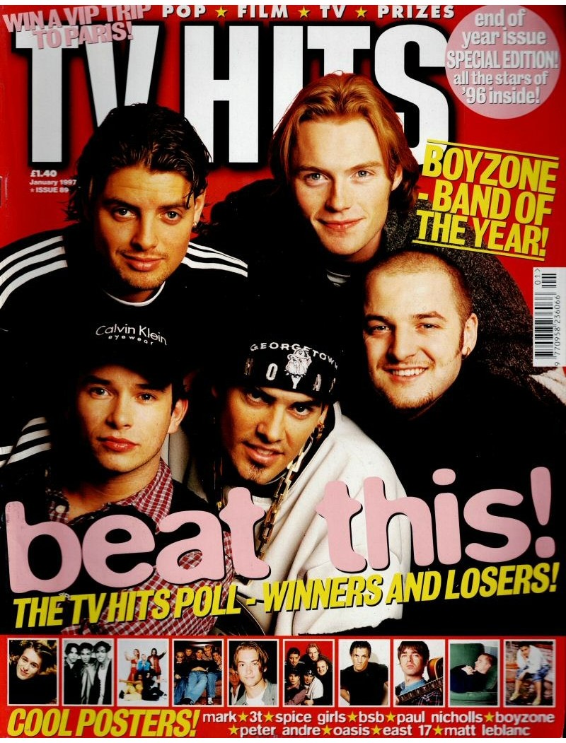 TV Hits January 1997 Boyzone Spice Girls Backstreet Boys Paul Nicholls Oasis Saved by Bell