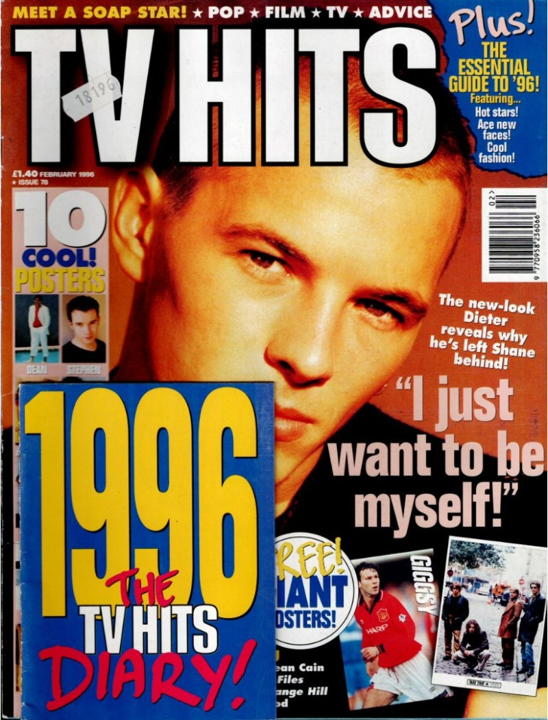 TV Hits Magazine - Issue 78 - February 1996 Dieter Brummer Isla Fisher Baywatch Cindy Crawford FREE GIFT