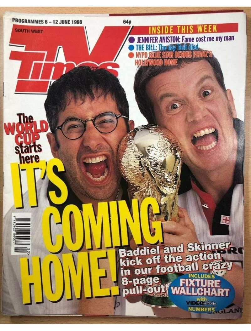 TV Times Magazine 6th June 1998 Frank Skinner & David Baddiel