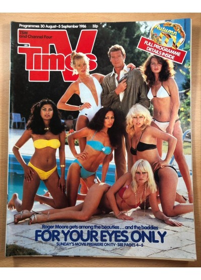TV Times Magazine 30th August 1986 Roger Moore James Bond Eli Wallach Glynis Barber Michael Brandon