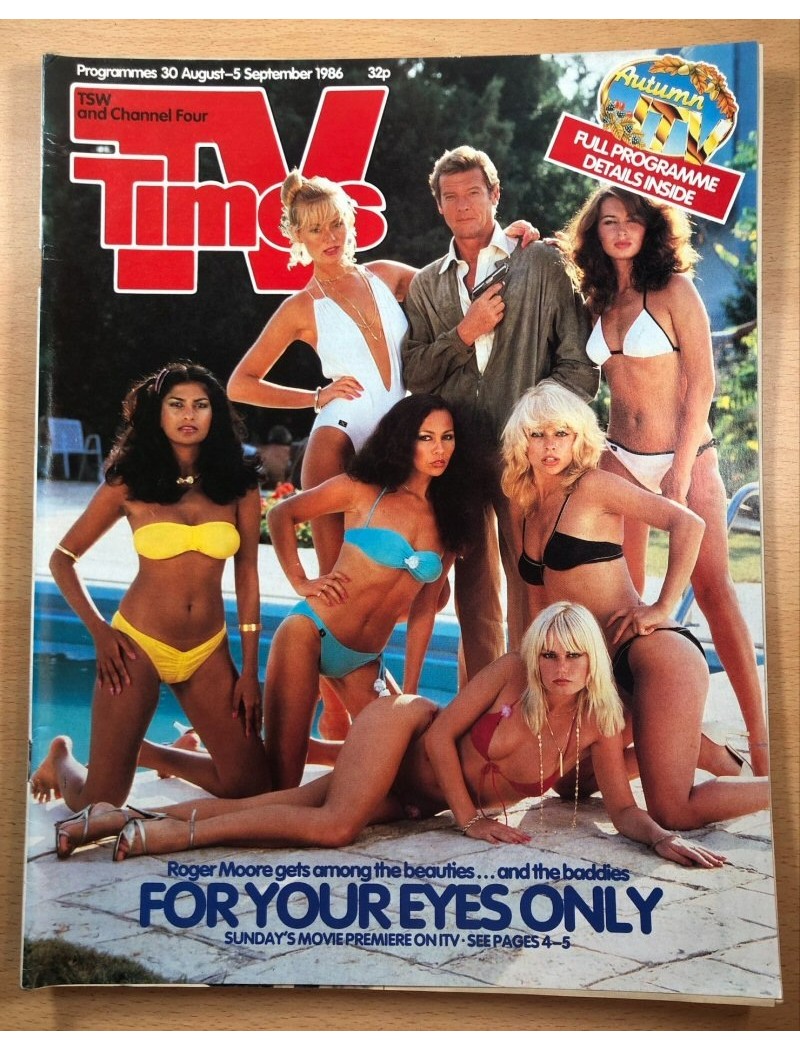 TV Times Magazine 1986 30th August 1986 Roger Moore James Bond Eli Wallach Glynis Barber Michael Brandon