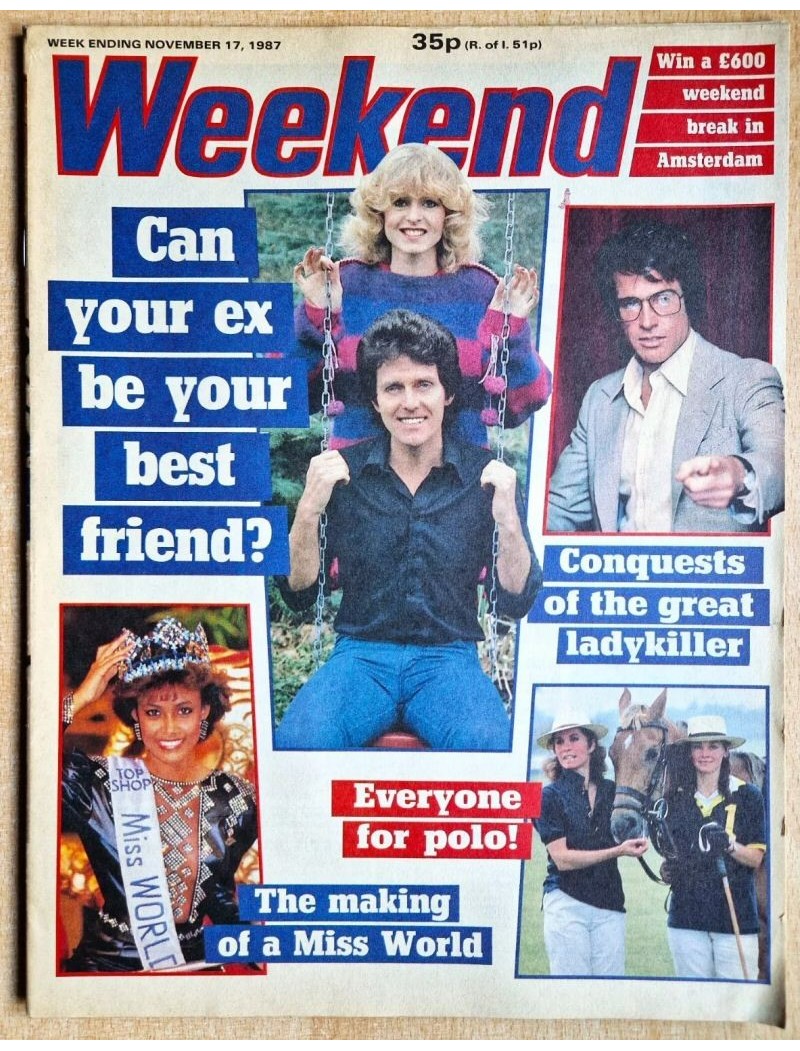 Weekend Magazine 17 Nov 1987 Miss World Samantha Fox Warren Beatty Liza Goddard