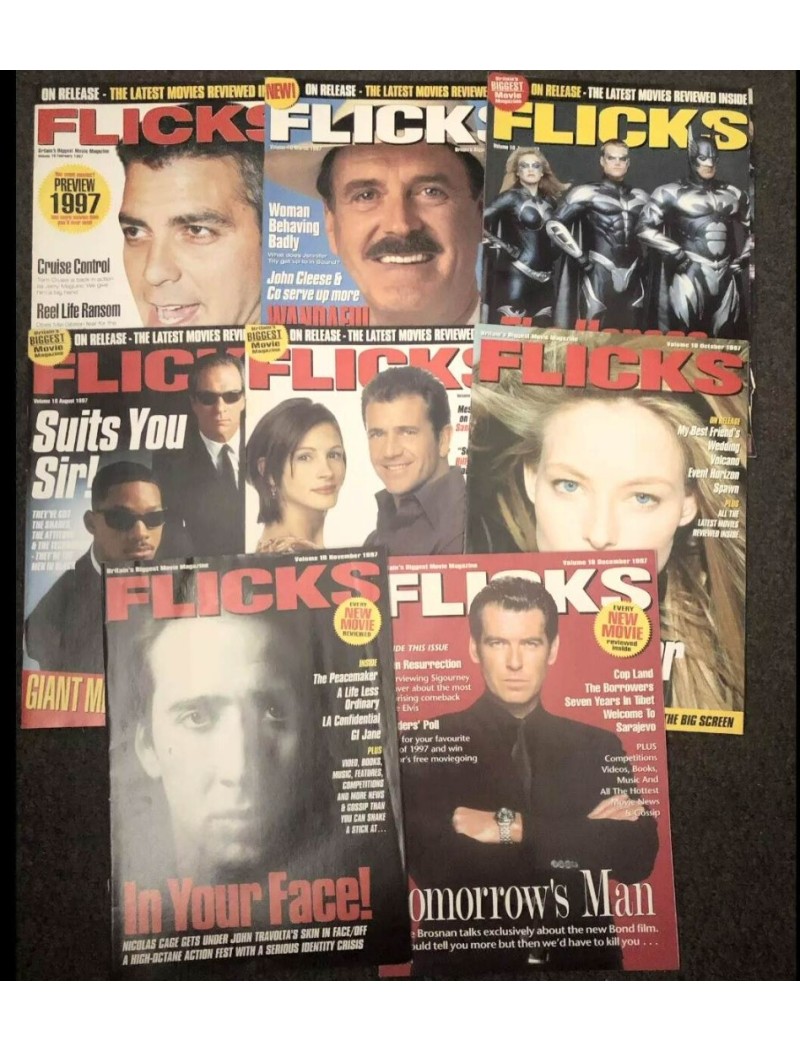 Flicks Magazines 1997 George Clooney John Cleese Batman Julia Roberts Jodie Foster Pierce Brosnan Nicolas Cage