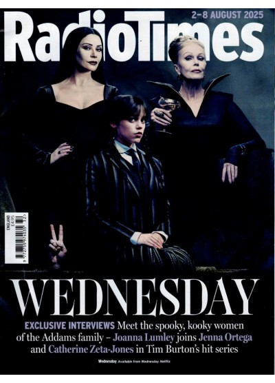 Radio Times Magazine 2nd August 2025 Wednesday Jenna Ortega