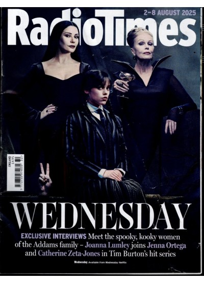 Radio Times Magazine 2nd August 2025 Wednesday Jenna Ortega Radio Times Magazine 2nd August 2025 Wednesday Jenna Ortega