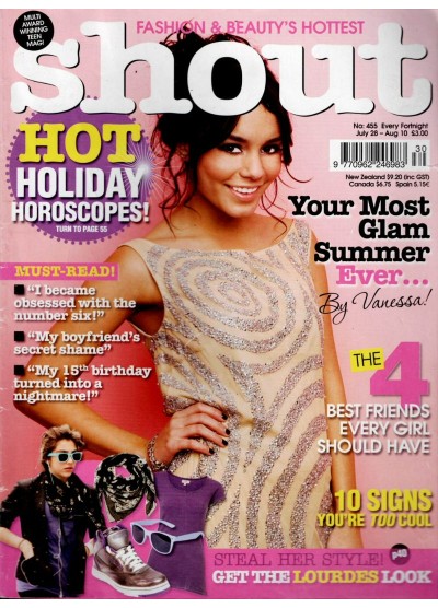 Shout Magazine 28th July 2010 Vanessa Hudgens