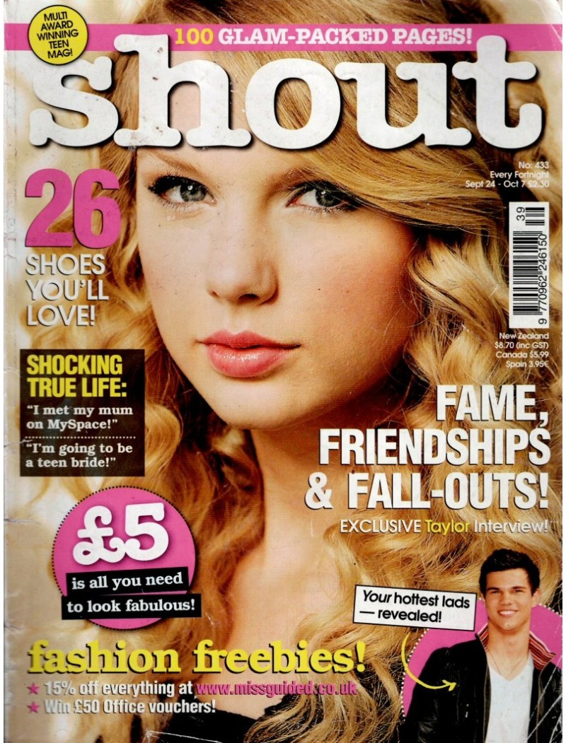 Shout Magazine 24th September 2009 Taylor Swift Cover Shout Magazine 24th September 2009 Taylor Swift Cover