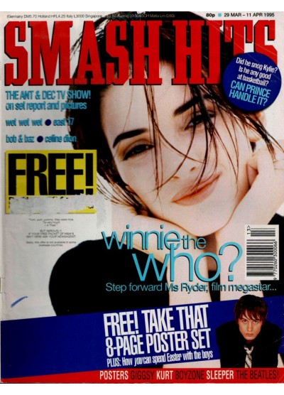 Smash Hits Magazine 29th March 1995 Winona Ryder