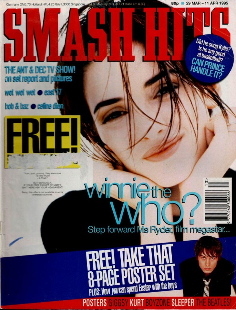 Smash Hits Magazine 29th March 1995 Winona Ryder Smash Hits Magazine 29th March 1995 Winona Ryder